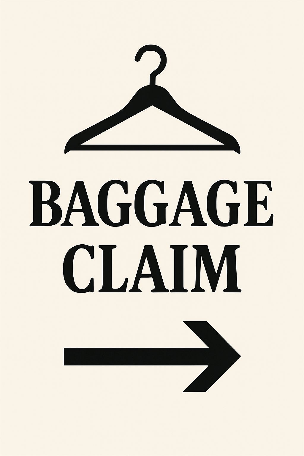 Minimalist Baggage Claim Sign with Stylish Hanger Design Event Sign
