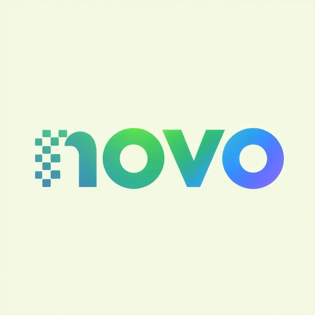 Modern Minimalist Novo Logo with Pixelated Innovation