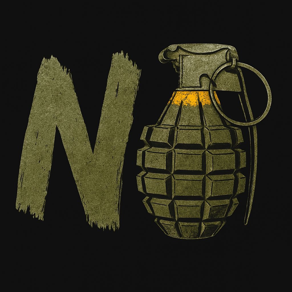 Olive Green NO Text with Hand Grenade Illustration Poster