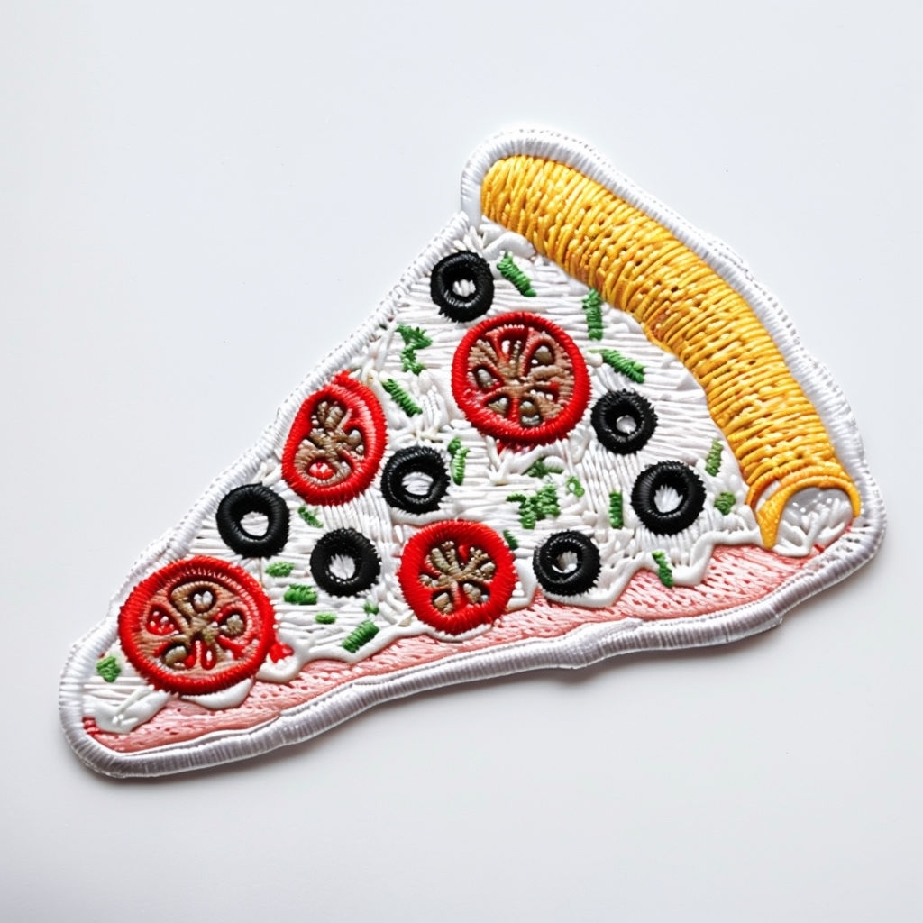Vibrant Embroidered Pizza Slice Patch for Fun Hats