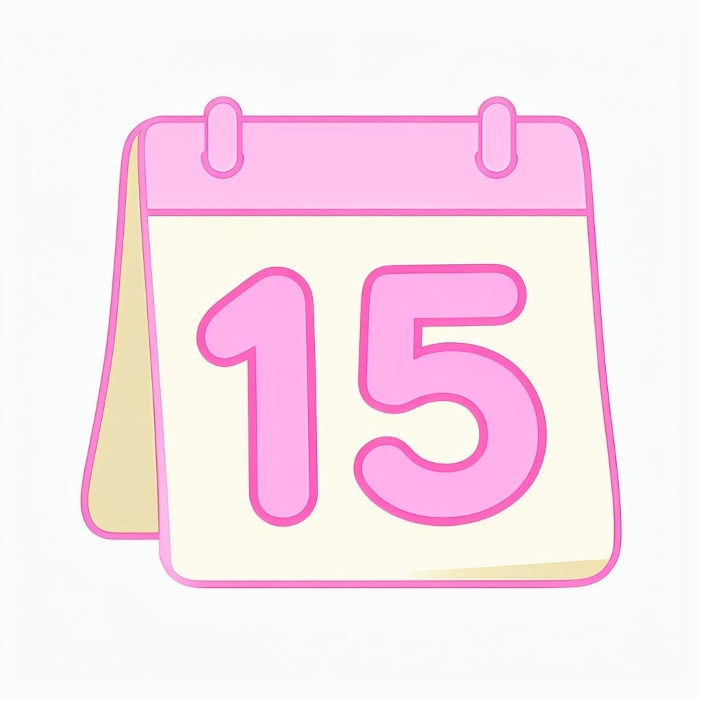 Cartoon Calendar Page with Number 15 Illustration Sticker