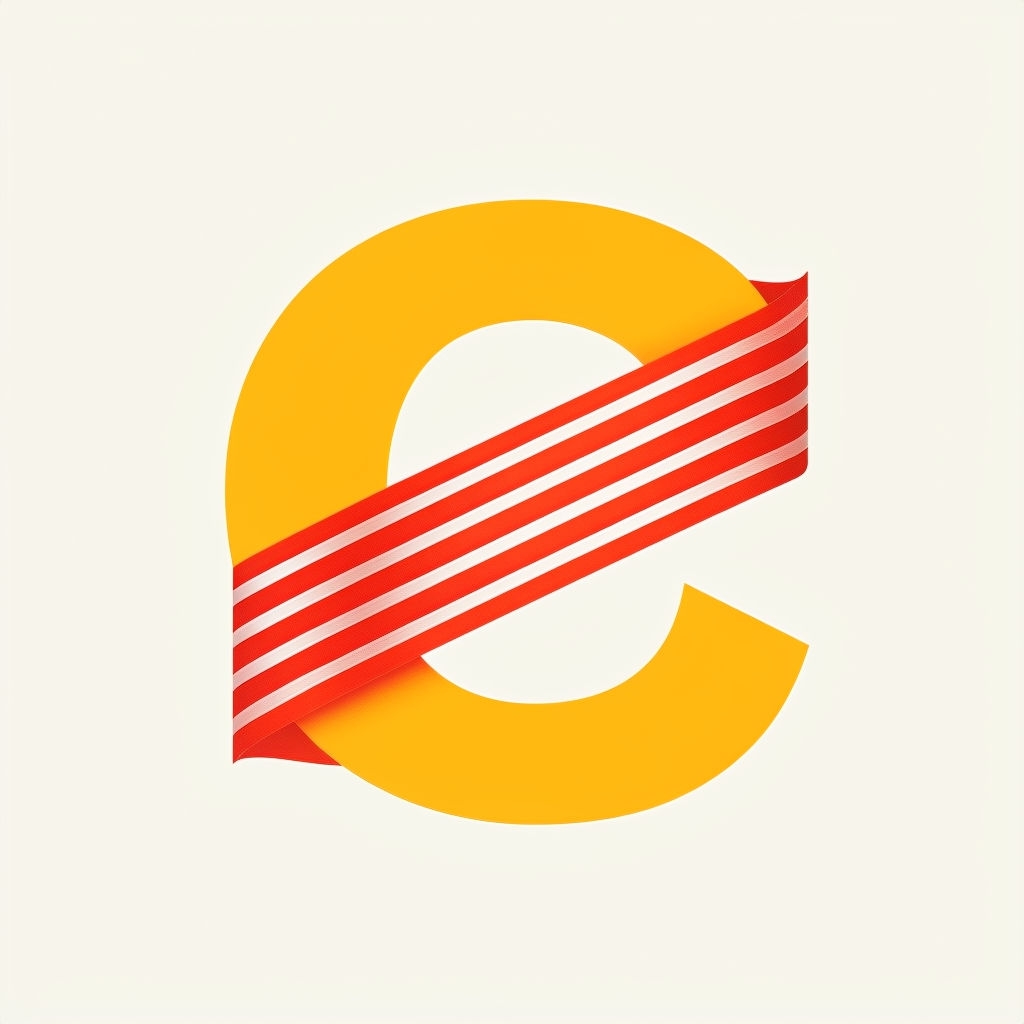 Bold Golden C with Red Striped Band Modern Logo