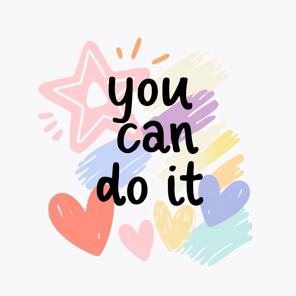 You Can Do It Motivational Quote with Pastel Illustrations Mug