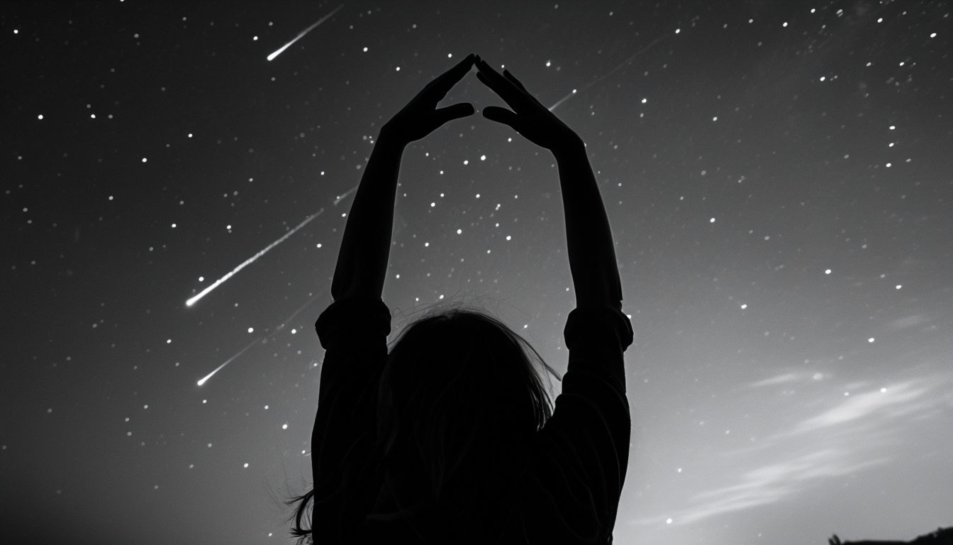 Dramatic Silhouette Under Starry Night Sky Virtual Background