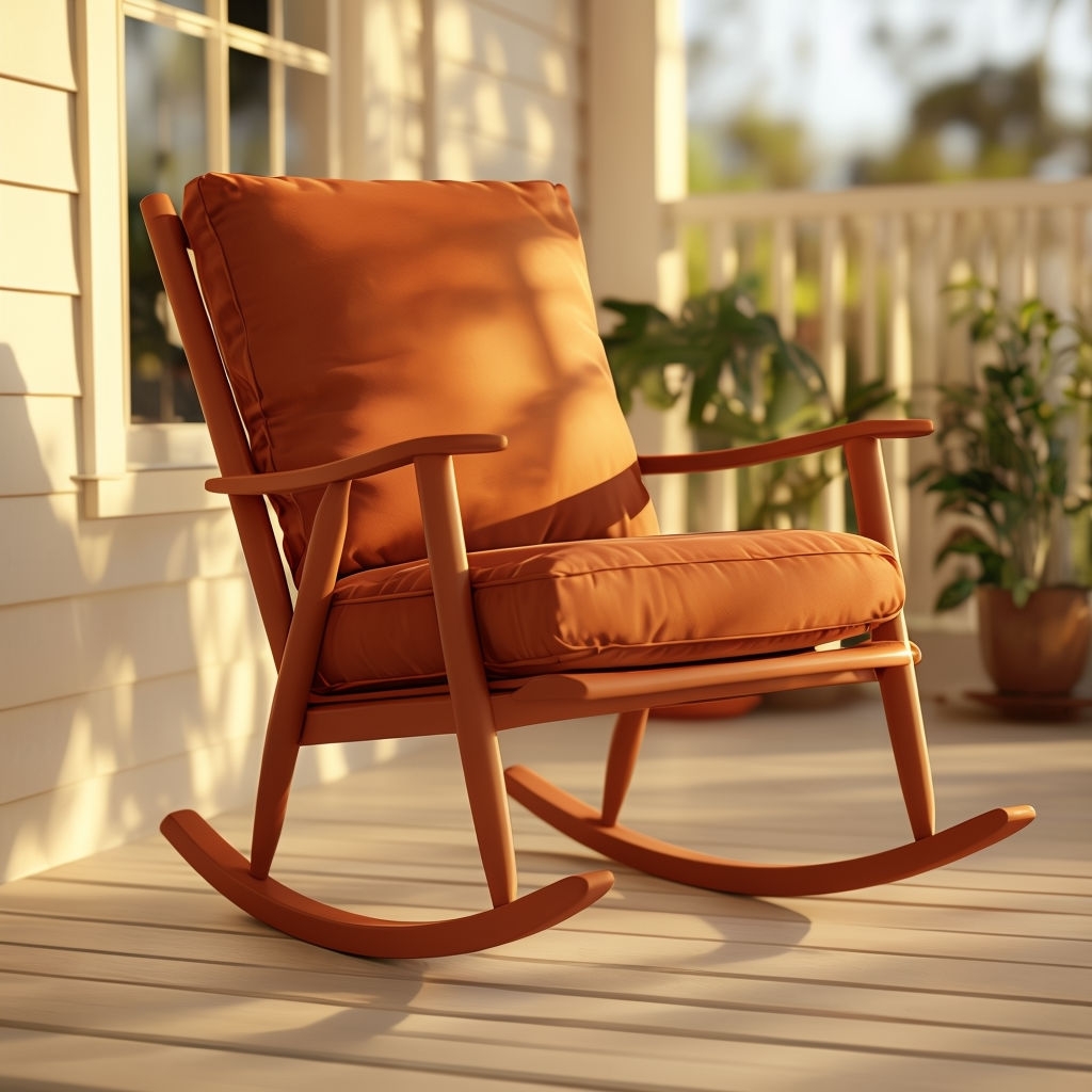 Stylish Terracotta Rocking Chair Mockup in Sunlit Porch