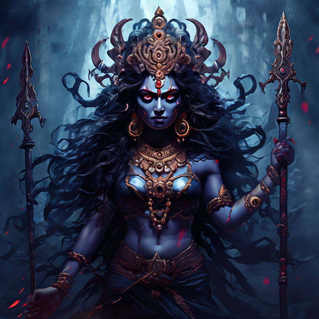 Create an AI-generated fantasy art image of the Hindu goddes... by ...