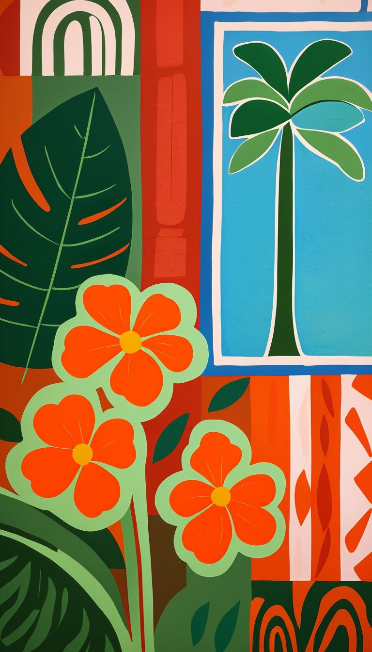 Vibrant Tropical Floral Abstract Art Phone Case Cover