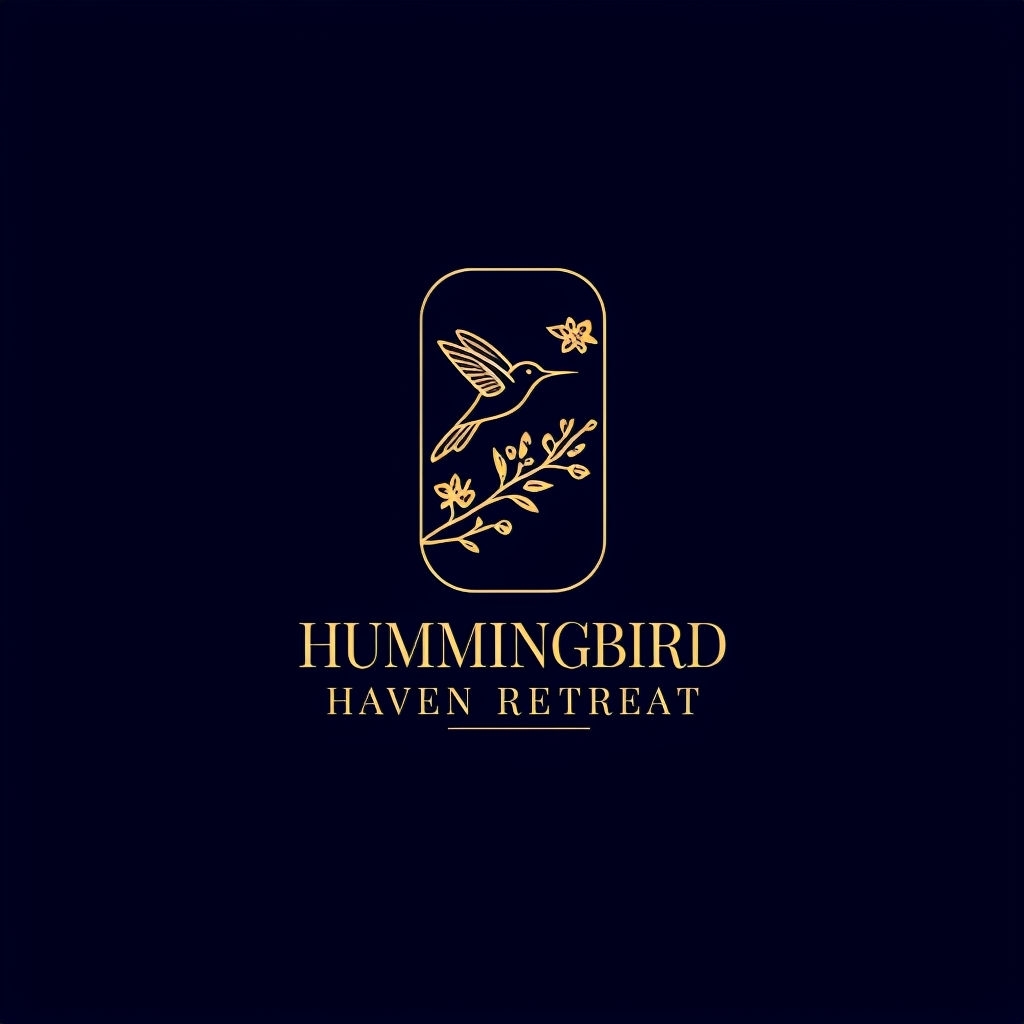 Stylized Hummingbird Haven Retreat Minimalist Logo Design