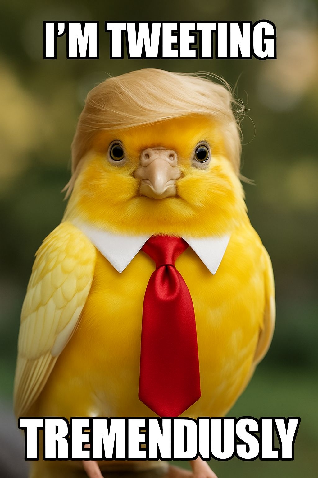 Humorous Yellow Canary Bird with Human-Like Features Meme
