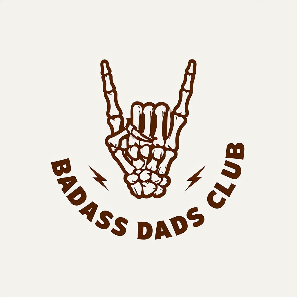 Stylized Skeletal Hand Rock On Logo for Badass Dads Club Hat