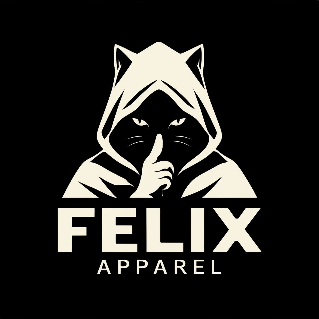 Minimalist Black and White Hooded Cat Felix Apparel Logo