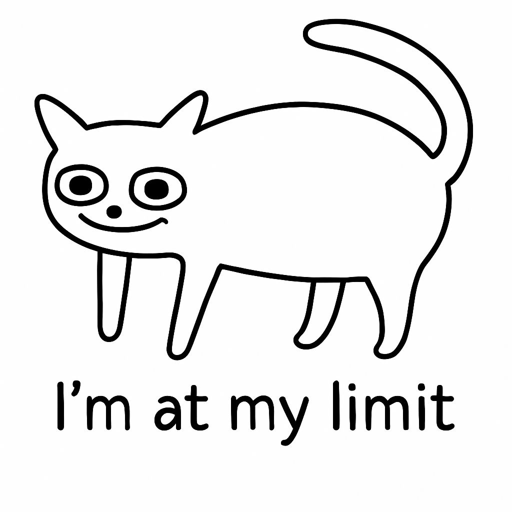 Minimalist Cartoon Cat with I'm at My Limit Text Sticker