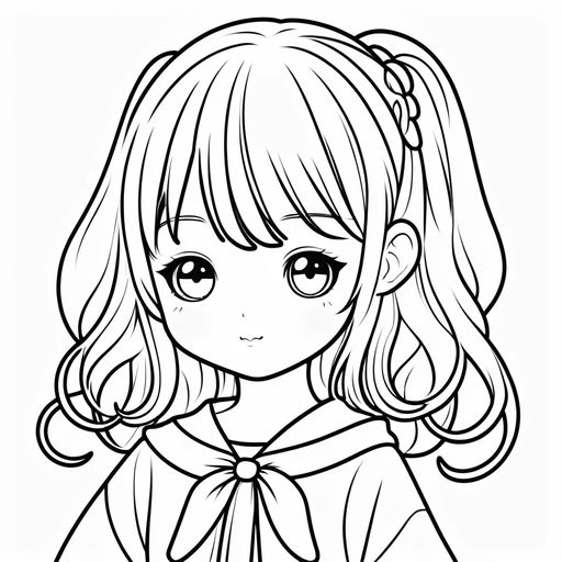 kawaii girl outline illustration coloring page by Matjaž - Playground