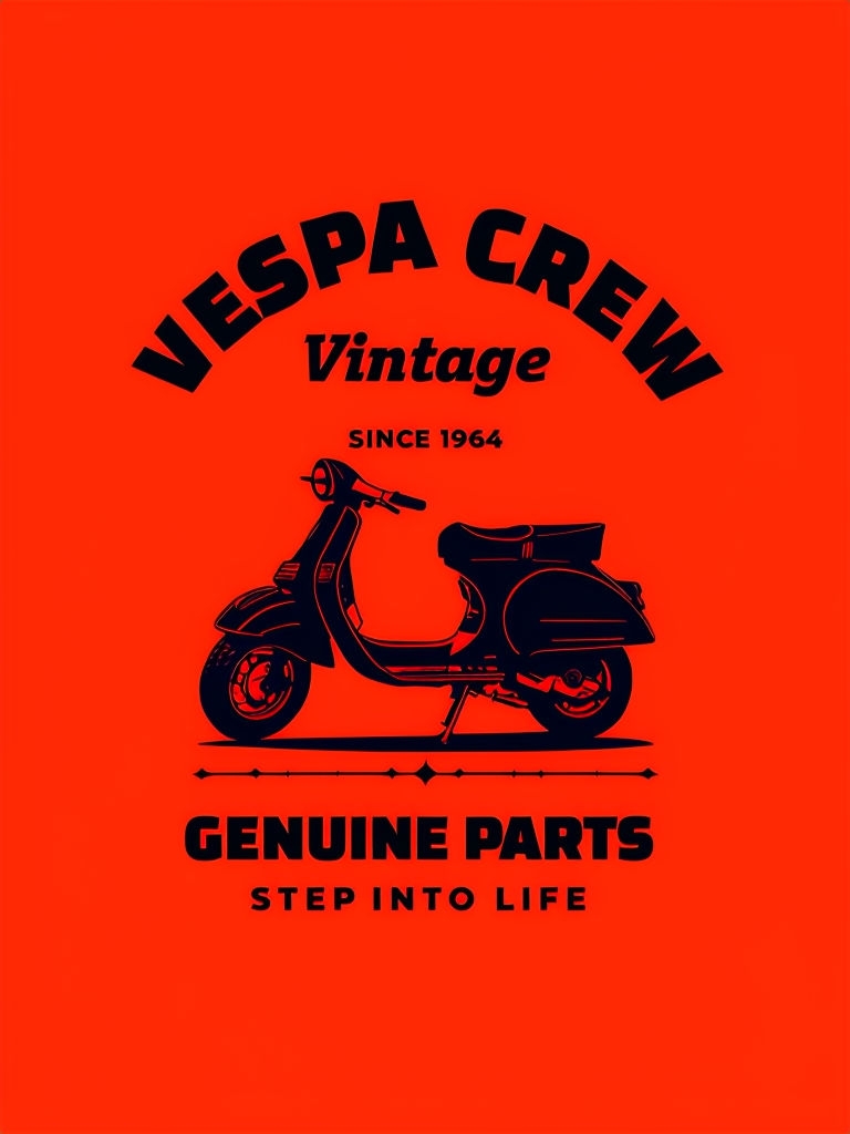 Bold Retro Vespa Crew Vintage Scooter T-Shirt