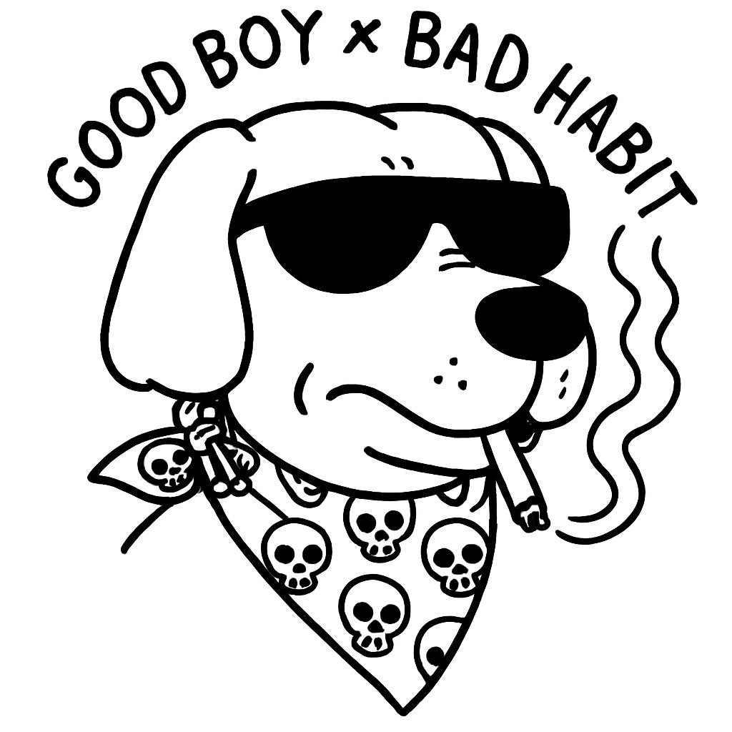 Cool Rebellious Dog with Sunglasses and Cigarette Sticker