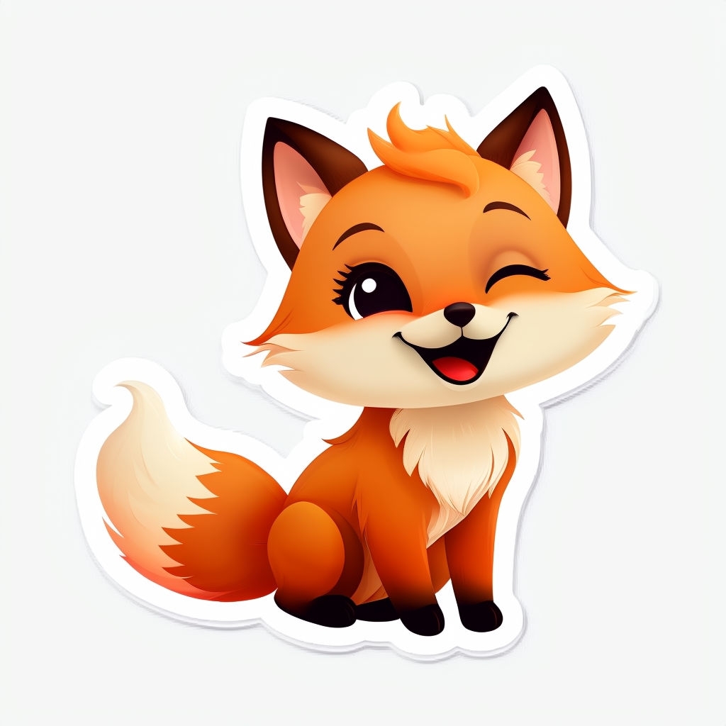 Charming Cartoon Fox Character Illustration Sticker