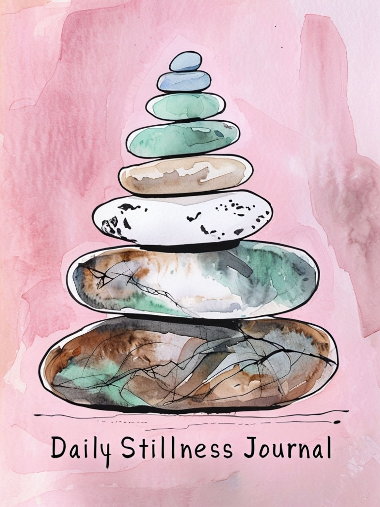 Calm Watercolor Stacked Stones Daily Stillness Journal EBook Cover