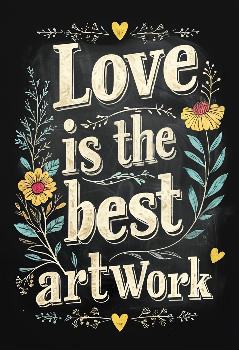 Love is the Best Artwork Inspirational Chalkboard Poster