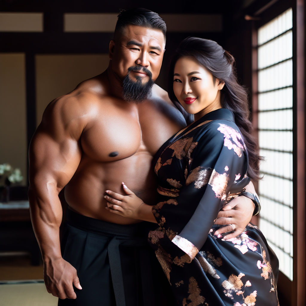 super bulk big boobs 120 kg body male handsome Japan hunk 40 years old  goatee moustache and beard bodybuilder daddy hunk