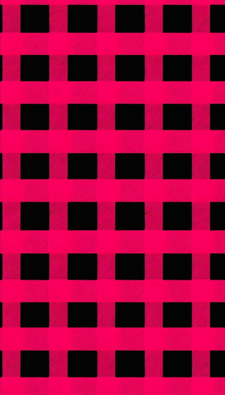 Neon Pink and Black Buffalo Check Pattern Phone Case Cover