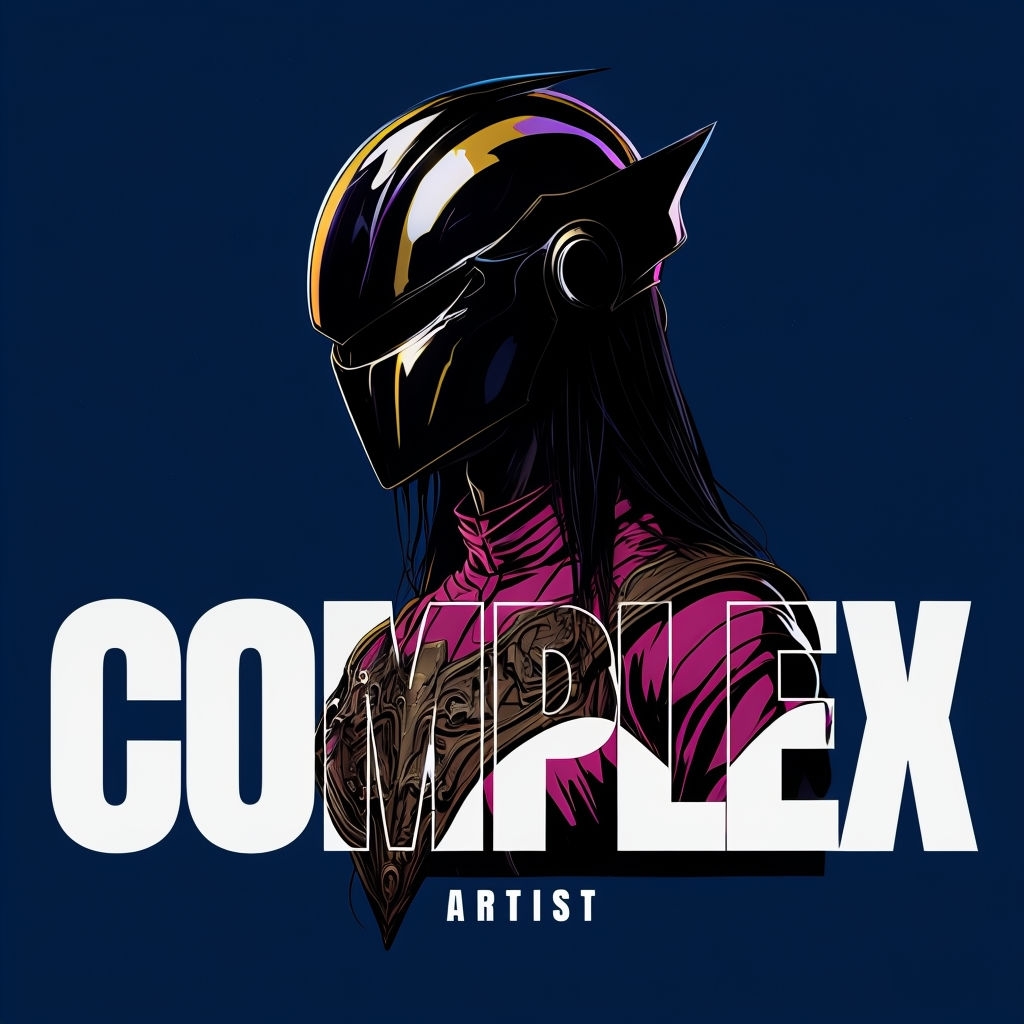 Futuristic Complex Character Illustration with Bold Colors Spotify Album Cover