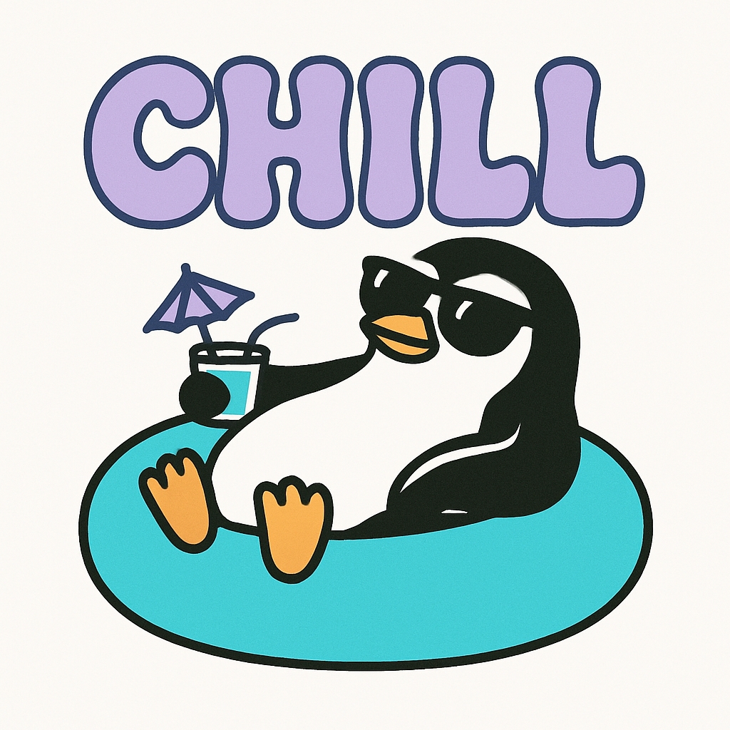 Relaxed Penguin Floating on Inflatable Ring Cartoon Mug
