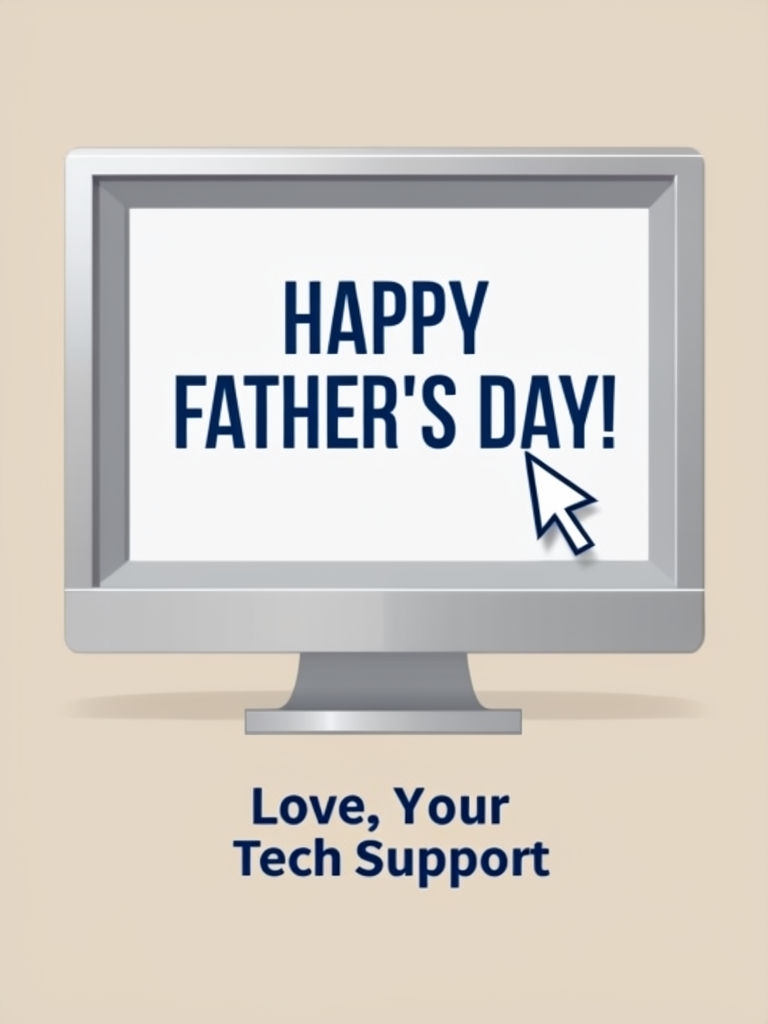 Modern Father's Day Card with Computer Monitor Design