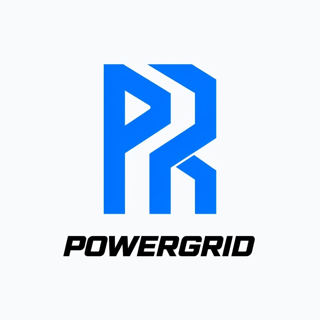 Modern Electric Blue PR Monogram Logo Design for POWERGRID Logo