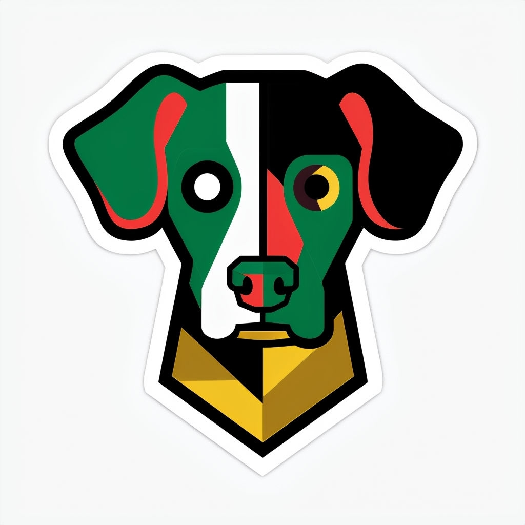 Vibrant Geometric Dog Face Abstract Art Sticker