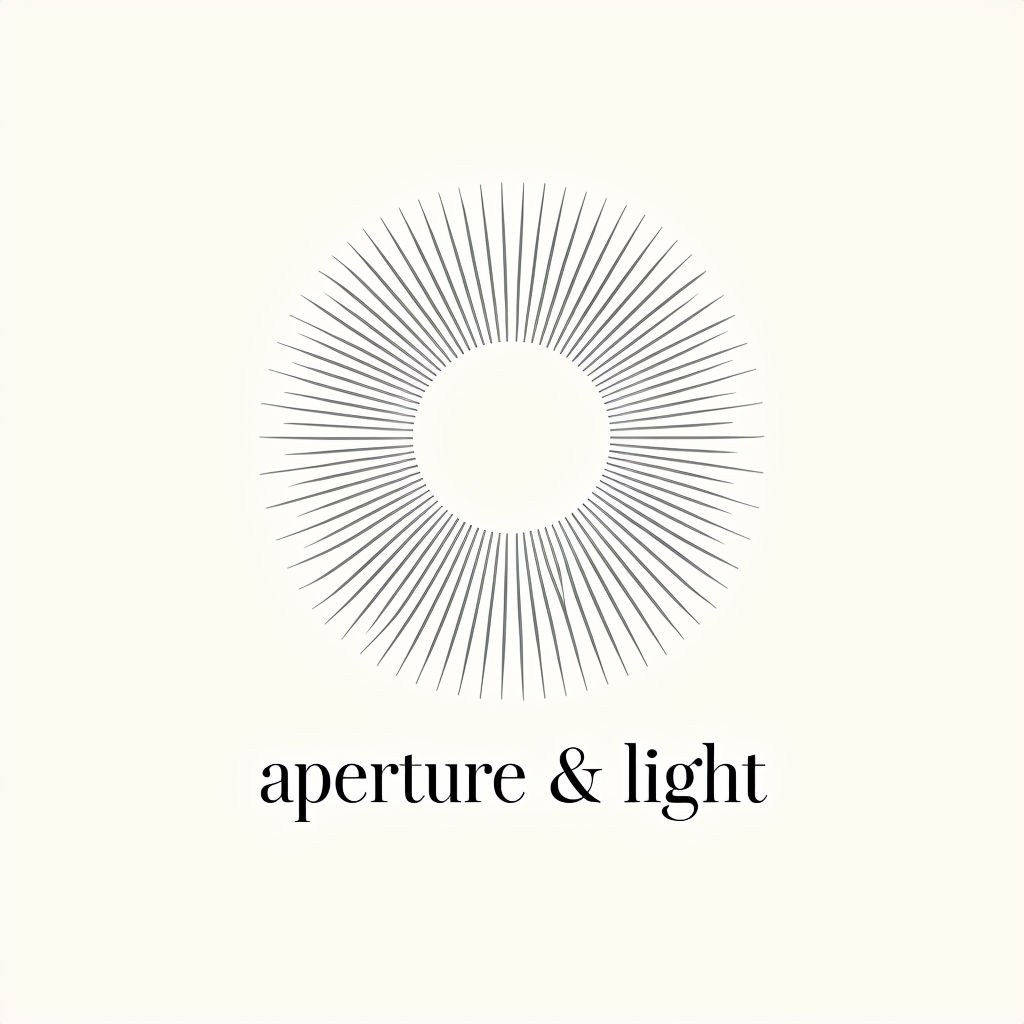 Minimalist Aperture & Light Logo with Elegant Sun Rays Design