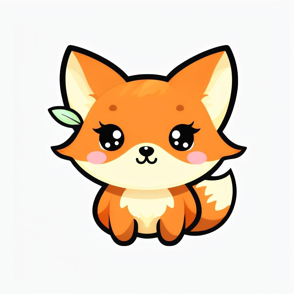 Cute Round Baby Fox Character Illustration Sticker