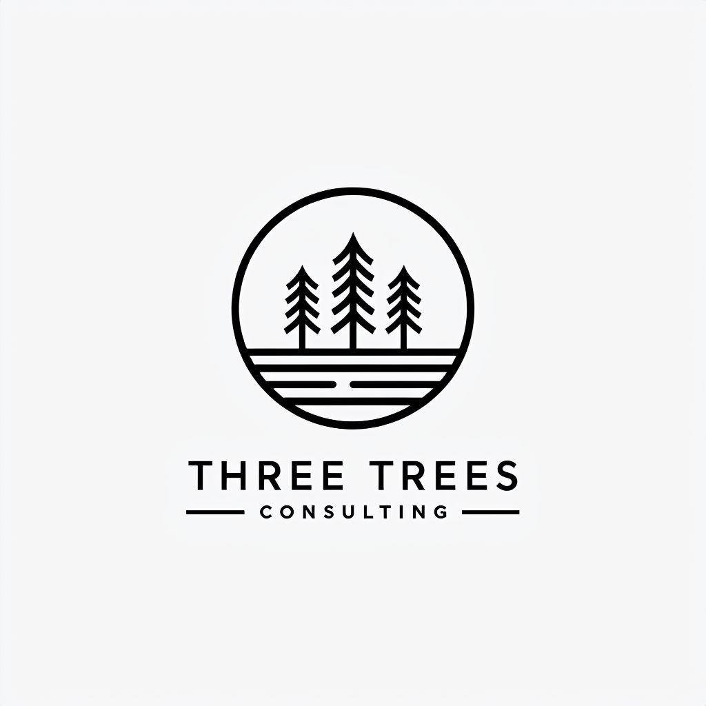 Minimalist Three Trees Consulting Logo Design on White Background