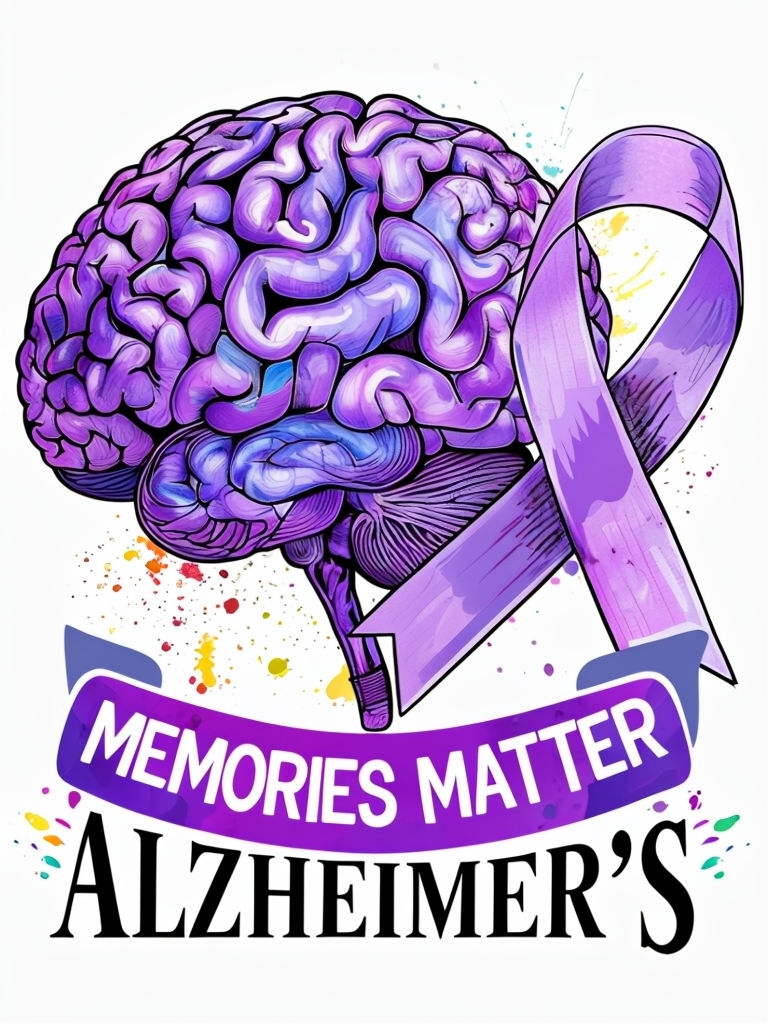 Vibrant Human Brain Illustration for Alzheimer's Awareness Poster