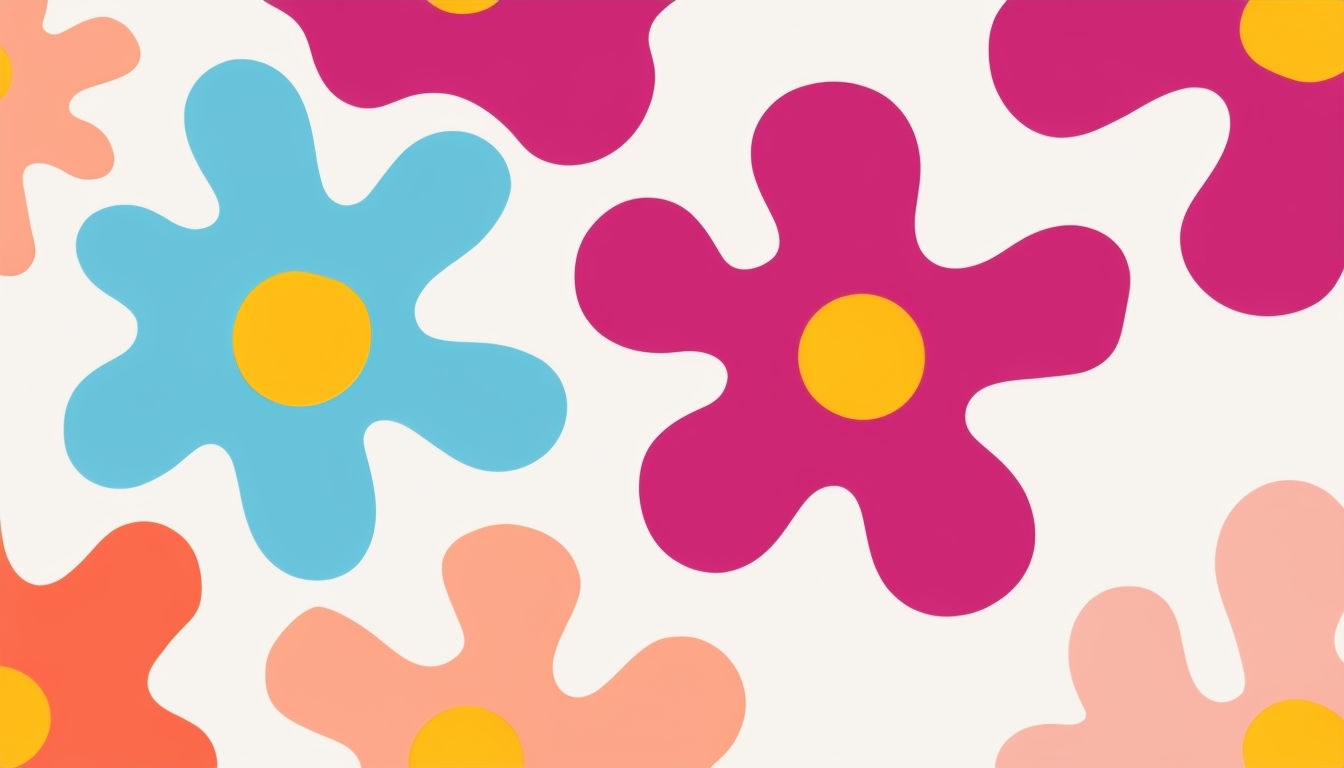 Vibrant Stylized Flower Overlapping Illustration Backgrounds