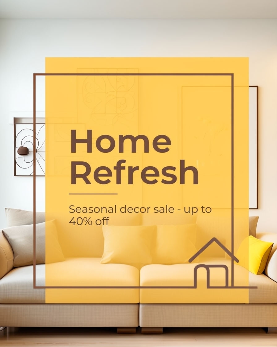 Stylish Home Refresh Advertisement for Seasonal Decor Sale Ads