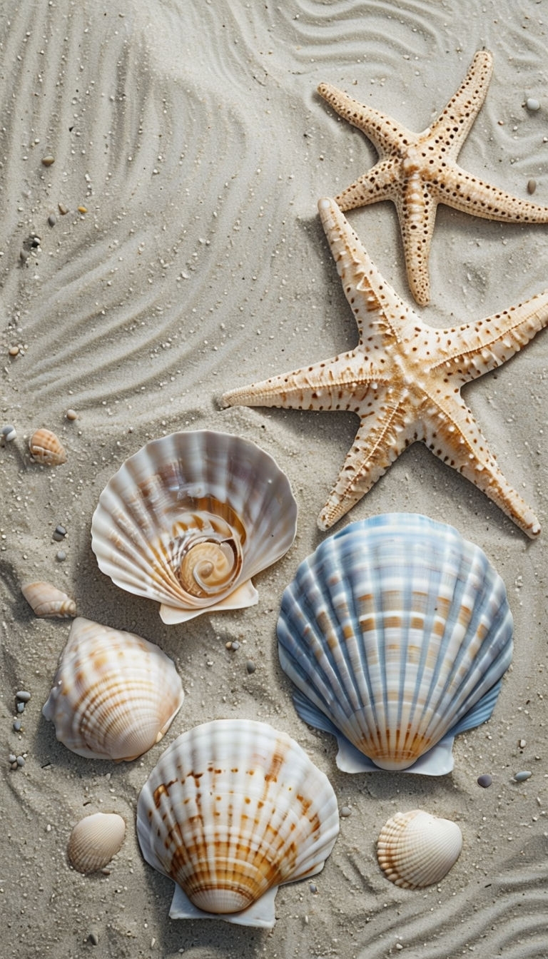 Tranquil Seashells and Starfish on Sandy Beach Phone Case Cover