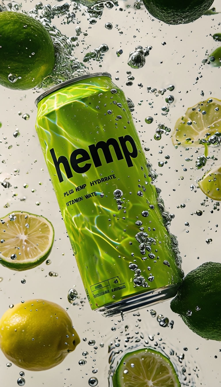 Dynamic Underwater Lime Green Hemp Beverage Advertisement