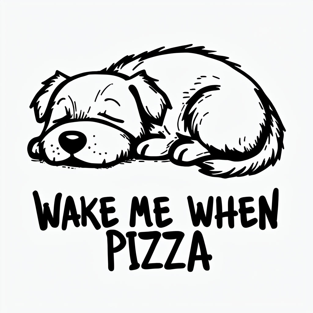 Sleeping Dog Wake Me When Pizza Fun T-Shirt