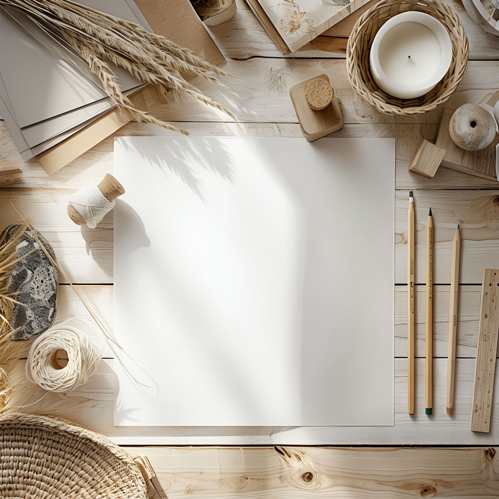 Artistic Workspace Minimalist Composition for Creative Projects Mockup