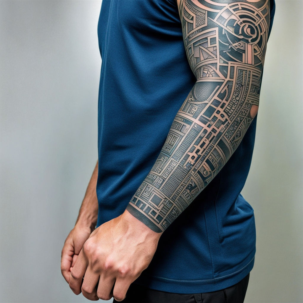 Cybernetic tattoo sleeve on the right arm with matching hand... by ...