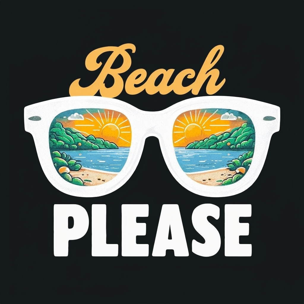 Cheerful Beach Please Sunglasses Graphic T-Shirt