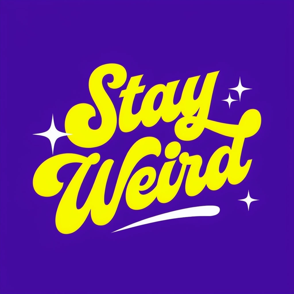 Stay Weird Bold Cursive Text on Deep Purple Background Hat