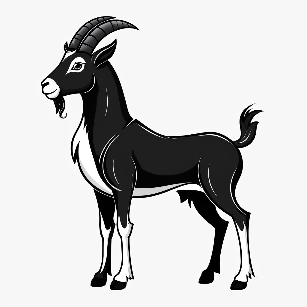 Cartoon Black Goat Illustration for Unique Hat Design Hats