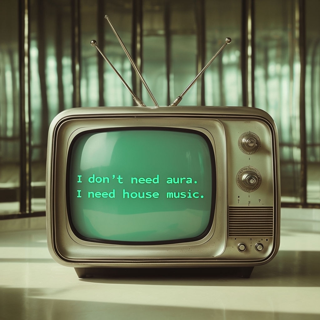 Vintage Television Set with Nostalgic House Music Message Art