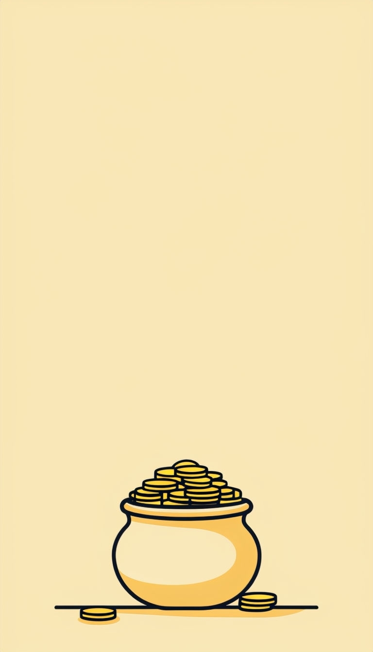 Minimalist Pot of Gold Illustration with Coins Mobile Wallpaper