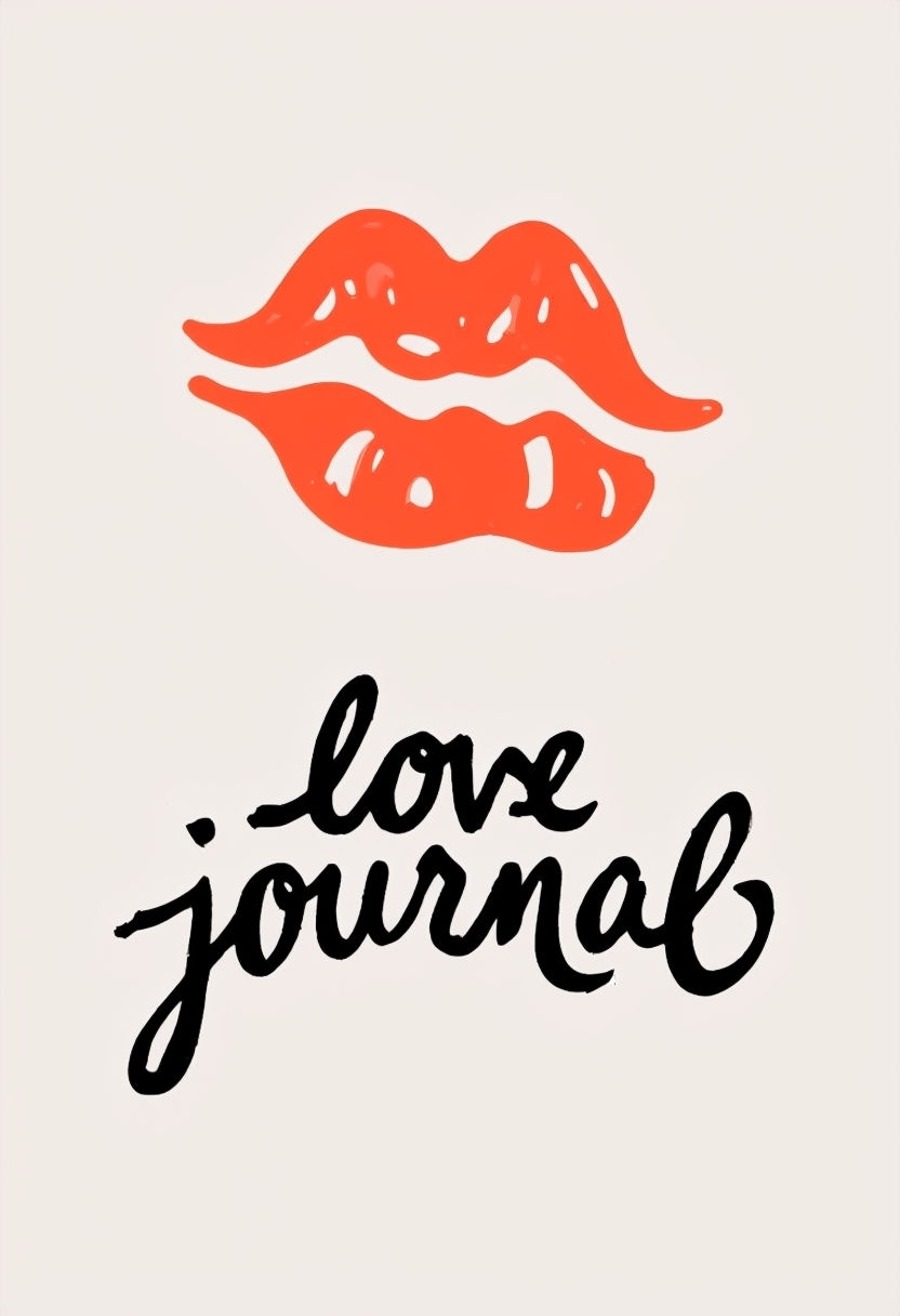 Vibrant Coral Lips and Love Journal Minimalist EBook Cover