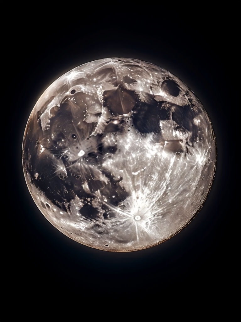 Radiant Full Moon Digital Art on Black Sky T-shirt