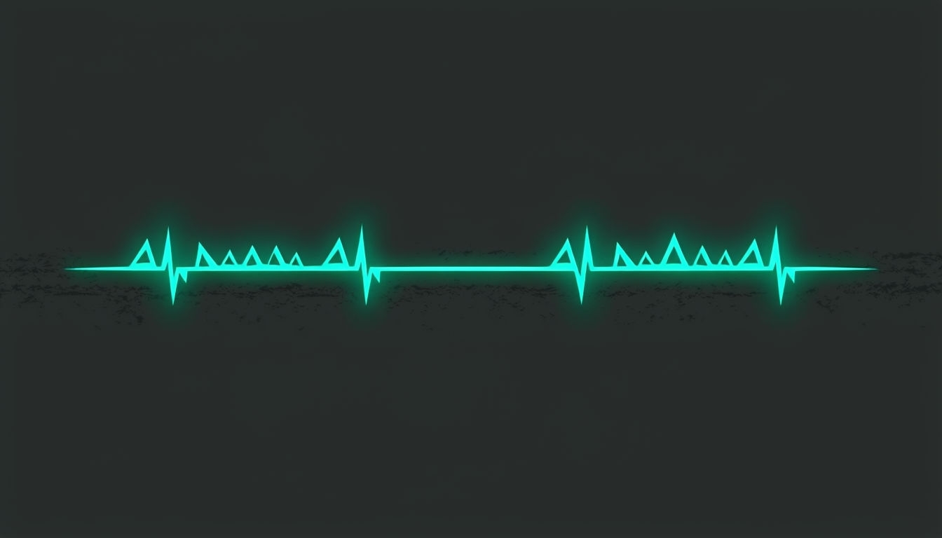 Creepy Minimalist Teal Heartbeat Monitor Wallpaper Background
