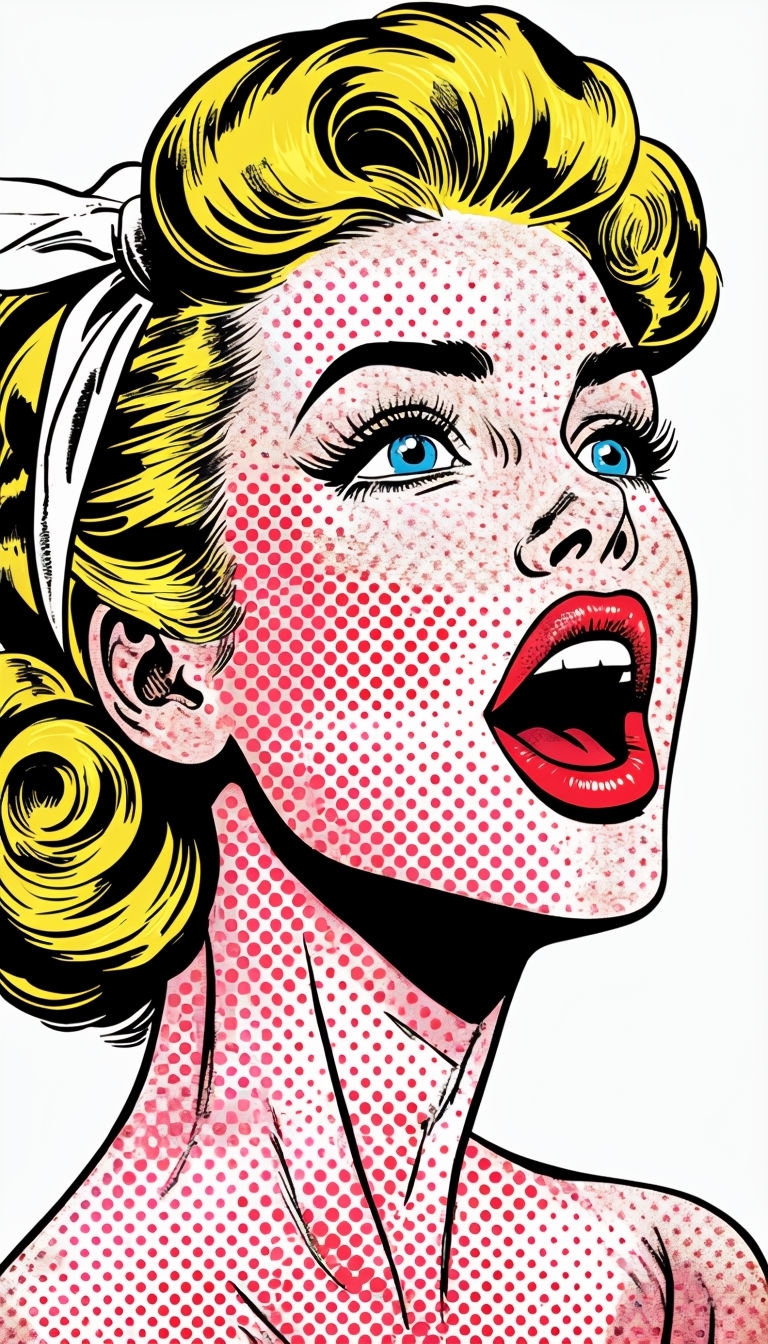 Vintage Comic Style Woman Singing Pop Art Illustration Mobile Wallpaper