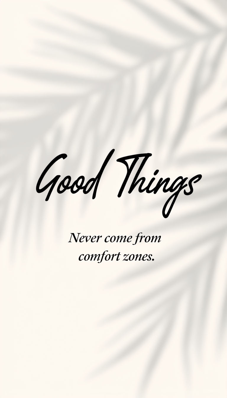 Motivational Quote on Comfort Zones with Palm Leaf Background Poster